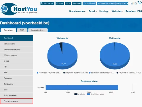 Contactpersonen per domeinnaam beheren - Stap 2