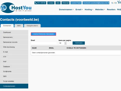 Contactpersonen per domeinnaam beheren - Stap 3