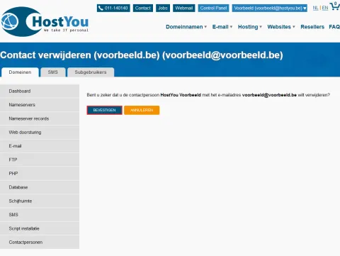 Contactpersonen per domeinnaam beheren - Stap 7