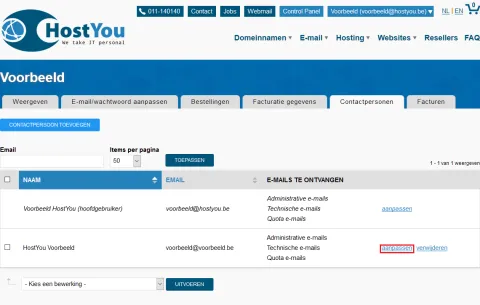 Contactpersonen van uw account beheren - Stap 5