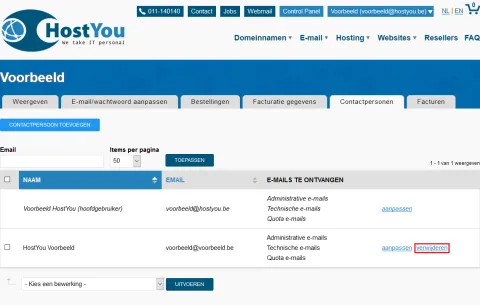 Contactpersonen van uw account beheren - Stap 6