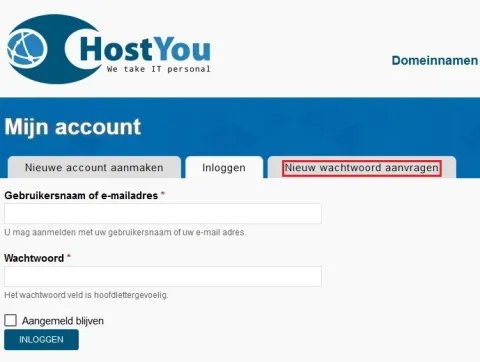 Control Panel wachtwoord resetten - Stap 2