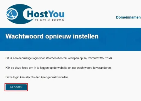 Control Panel wachtwoord resetten - Stap 5