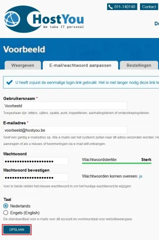 Control Panel wachtwoord resetten - Stap 6