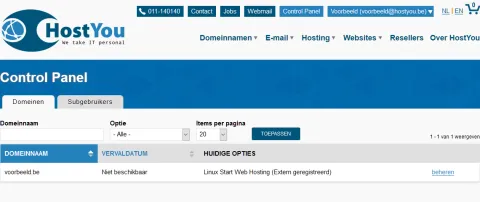 Een domeinnaam en bijhorende diensten opzeggen - Stap 1