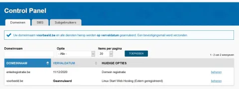 Een domeinnaam en bijhorende diensten opzeggen - Stap 5
