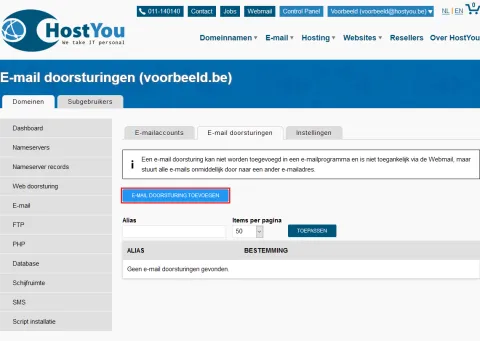 E-mail doorsturing en instellingen - Stap 4
