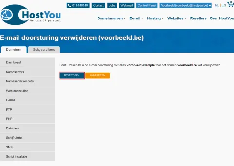 E-mail doorsturing en instellingen - Stap 8