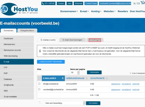 E-mail doorsturing en instellingen - Stap 9