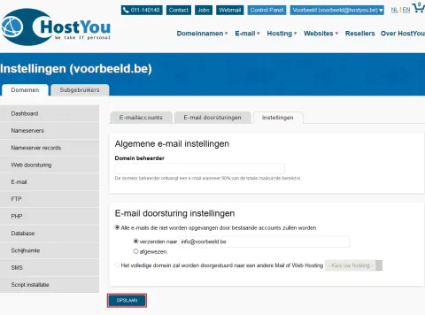 E-mail doorsturing en instellingen - Stap 10