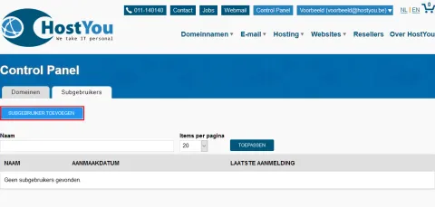 Subgebruikers beheren - Stap 2