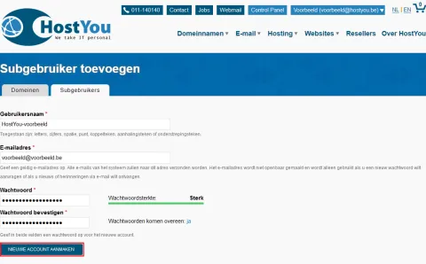 Subgebruikers beheren - Stap 3