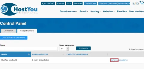 Subgebruikers beheren - Stap 4