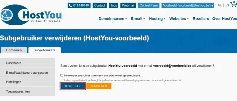 Subgebruikers beheren - Stap 10