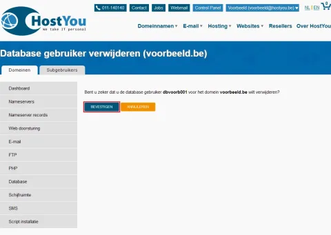 Database en database gebruikers beheren - Stap 13