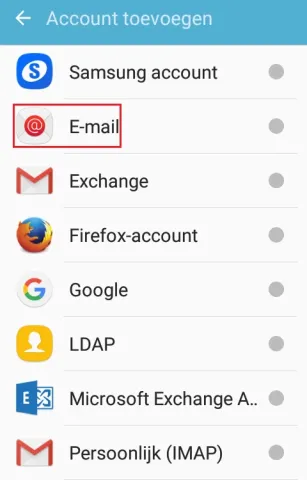 Een e-mailaccount instellen op een Samsung smarphone - Stap 3