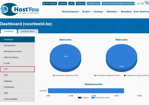 FTP accounts beheren - Stap 2