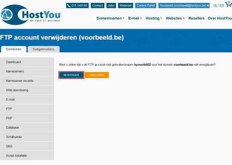 FTP accounts beheren - Stap 7
