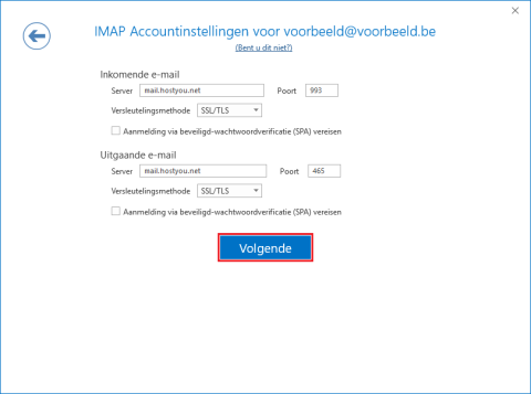 IMAP Accountinstellingen