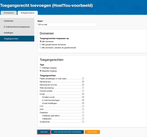 Toegangsrecht toevoegen